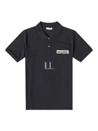 Logo Patch Short Sleeve Polo Shirt Black - ALEXANDER MCQUEEN - BALAAN 2