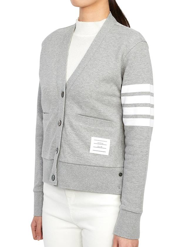 4-Bar Loopback Jersey Cardigan Light Grey - THOM BROWNE - BALAAN 3