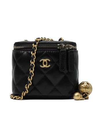 CC Logo Classic Vanity Small Cosmetic Case Mini Bag Black - CHANEL - BALAAN 1