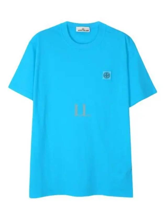 Pisato Effect Logo Patch Short Sleeve T-Shirt Turquoise - STONE ISLAND - BALAAN 2