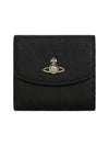 Saffiano Logo Small Half Wallet Black - VIVIENNE WESTWOOD - BALAAN 1