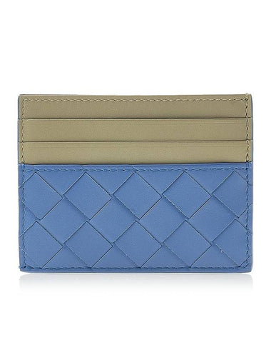 Intrecciato Two-tone Card Wallet Blue - BOTTEGA VENETA - BALAAN 1