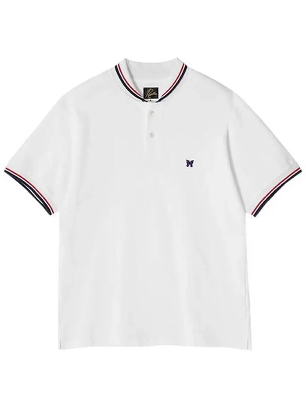 Embroidered Logo Short Sleeve Polo Shirt White - NEEDLES - BALAAN 5