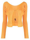 La Maille Pralu Longue Micro Charm Logo Cardigan Light Orange - JACQUEMUS - BALAAN 2