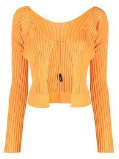 La Maille Pralu Longue Micro Charm Logo Cardigan Light Orange - JACQUEMUS - BALAAN 2