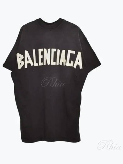 Tape Type Cotton Short Sleeve T-Shirt Black - BALENCIAGA - BALAAN 2