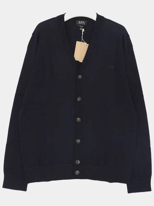 Joe Logo Embroidered Wool Cardigan Navy - A.P.C. - BALAAN 3