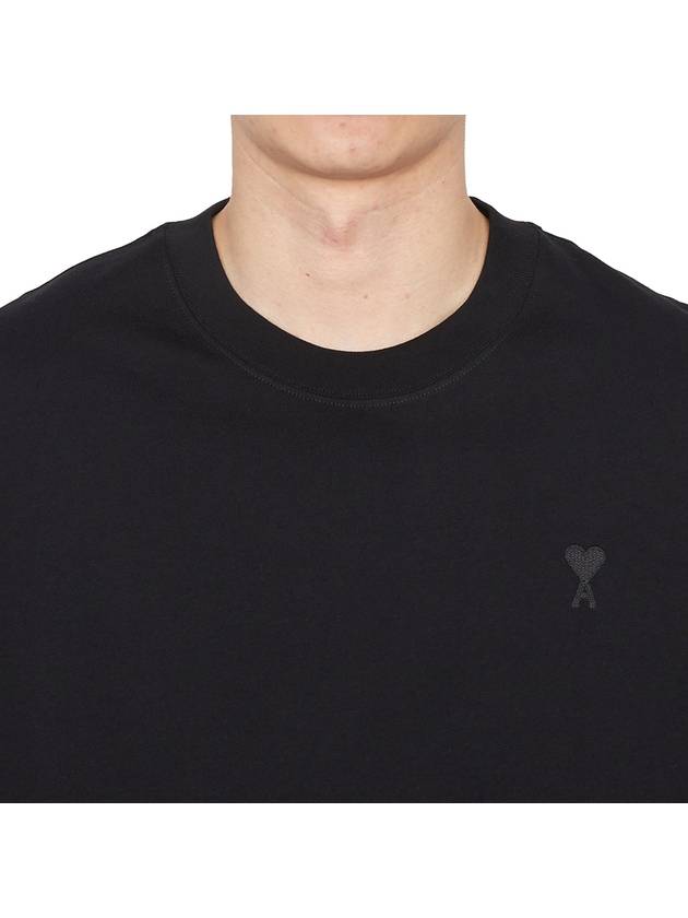 Logo Cotton Short Sleeve T-Shirt Black - AMI - BALAAN 6