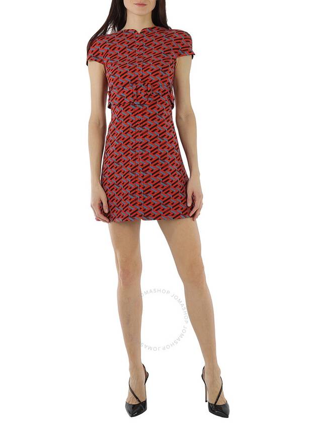 Women's Greca Pattern Wool Short Dress Red - VERSACE - BALAAN 2