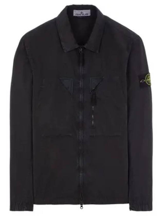 Wappen Patch Old Treatment Zip-Up Overshirt Charcoal - STONE ISLAND - BALAAN 2