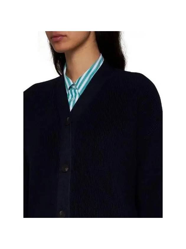 V neck rib cotton cardigan HANASNW1361 DARKESTNAVY - STUDIO NICHOLSON - BALAAN 5