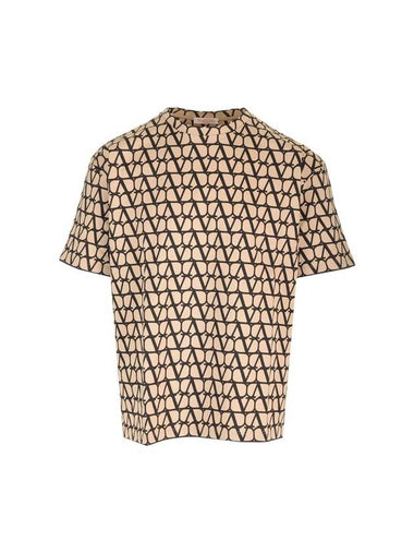 Toile Iconographe Print Cotton Short Sleeve T-Shirt Beige - VALENTINO - BALAAN 1