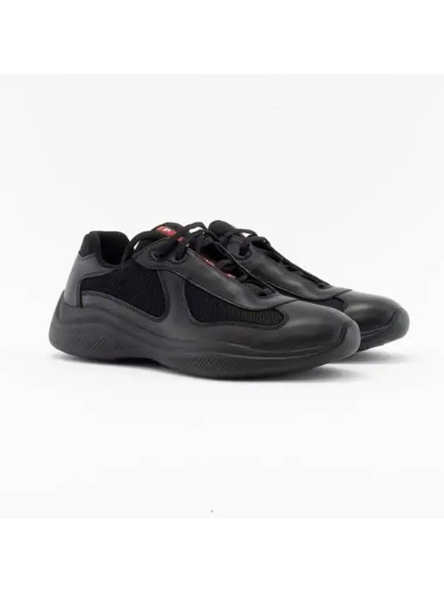 America's Cup Leather Mesh Low Top Sneakers Black - PRADA - BALAAN 4