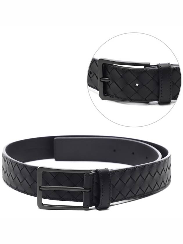 Intrecciato Leather Belt Black - BOTTEGA VENETA - BALAAN 2