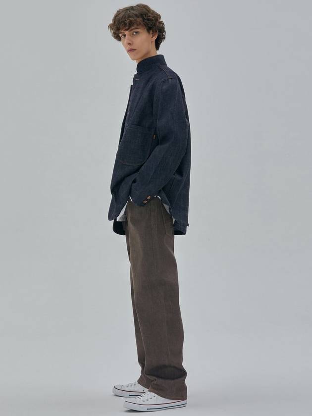 denim stand collar tailored jacket indigo - CORK - BALAAN 4