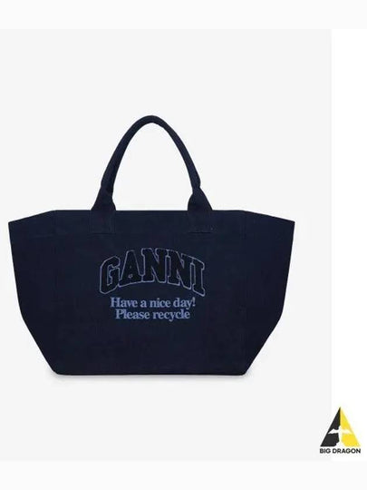 Logo Denim Tote Bag Navy - GANNI - BALAAN 2