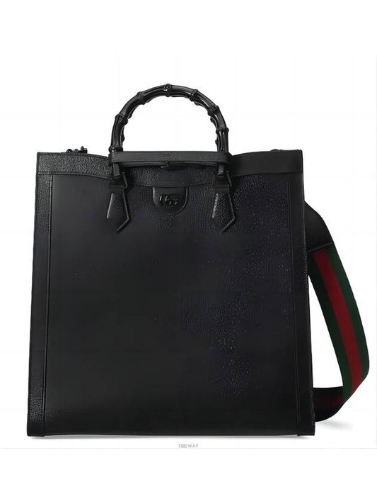 Diana Large Leather Tote Bag Black - GUCCI - BALAAN 2