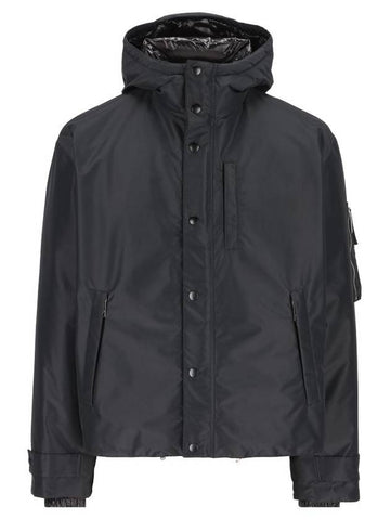 Technical fabric down hooded jacket black - PRADA - BALAAN 1