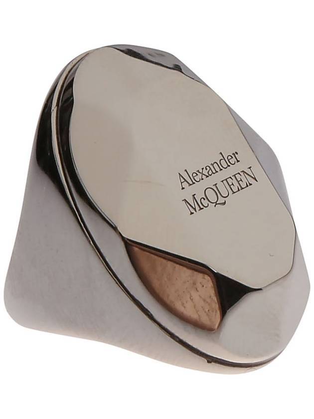 logo stone ring silver - ALEXANDER MCQUEEN - BALAAN 1