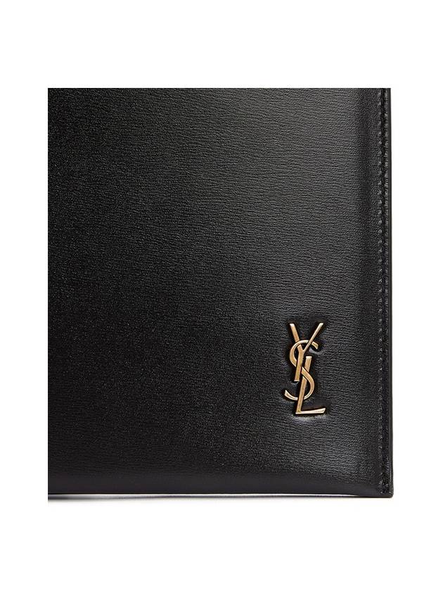 Tiny Cassandre Shiny Leather Zip Tablet Clutch Bag Black - SAINT LAURENT - BALAAN 6