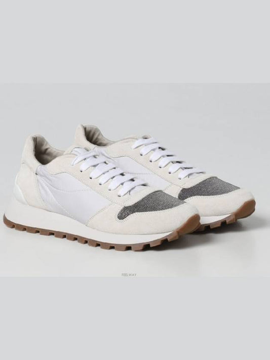 Suede Techno Fabric Runner Low Top Sneakers White - BRUNELLO CUCINELLI - BALAAN 2