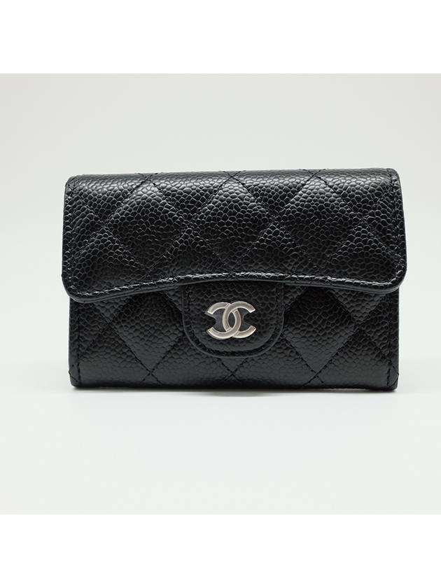 Classic Card Holder Grained Calfskin Silver Black - CHANEL - BALAAN 2