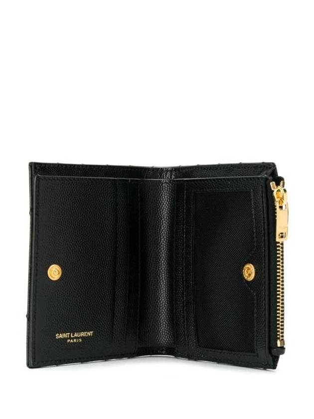 Cassandre Matelasse Grain De Poudre Embossed Leather Half Wallet Black - SAINT LAURENT - BALAAN 4