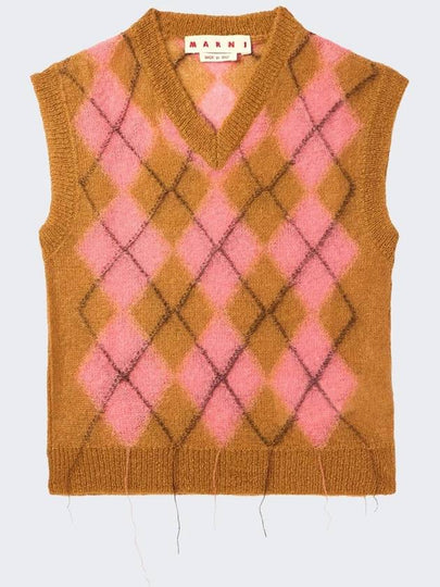 Argyle Floating Thread Mohair Vest Camellia - MARNI - BALAAN 2