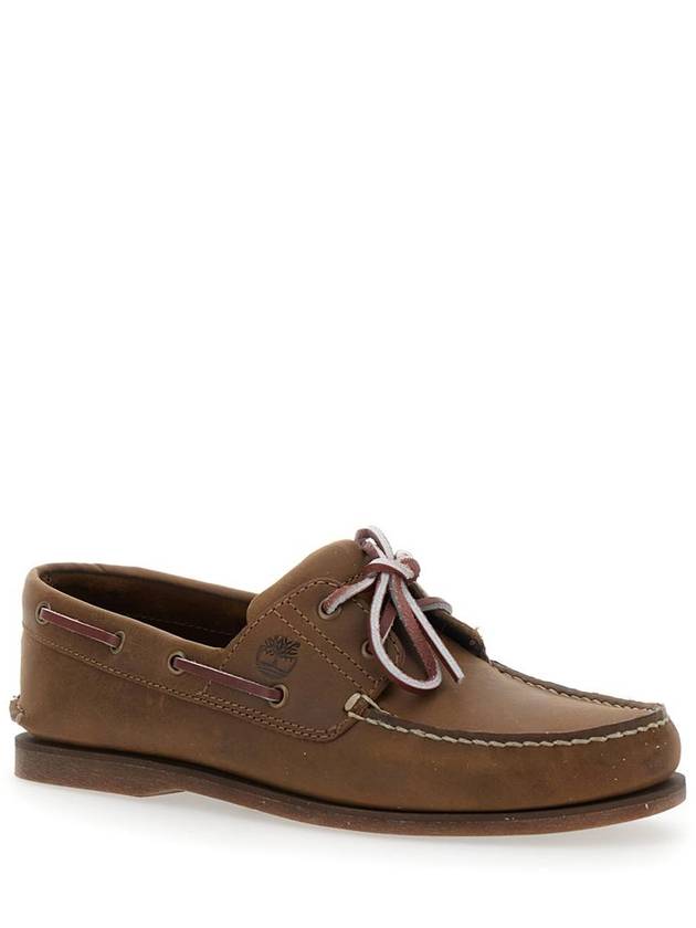 Brown Boat Loafers With Lace-Up Detail In Leather Man - TIMBERLAND - BALAAN 2