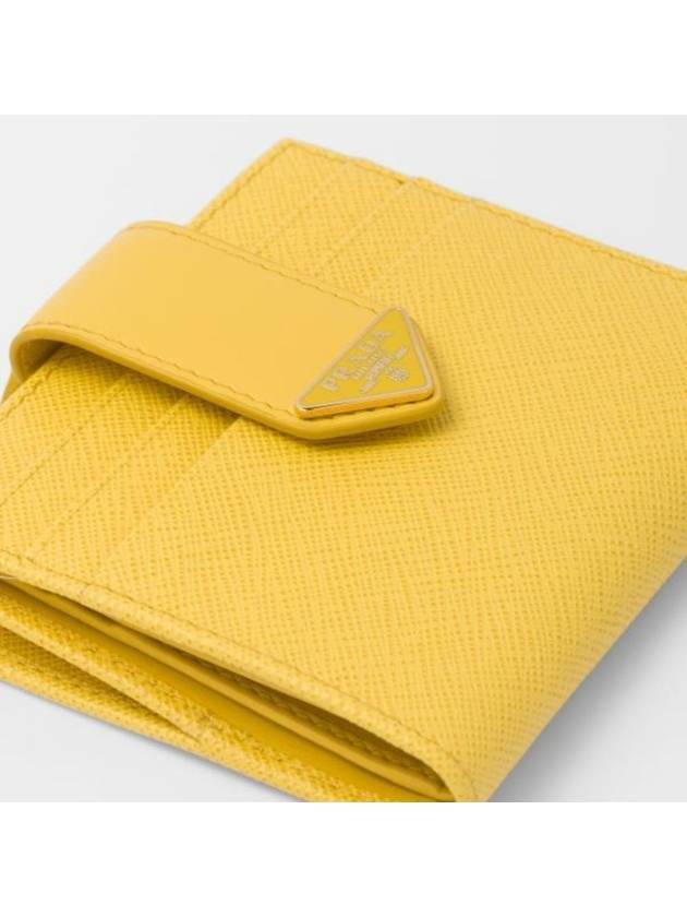 Saffiano Smooth Leather Small Half Wallet Sunny Yellow - PRADA - BALAAN 2