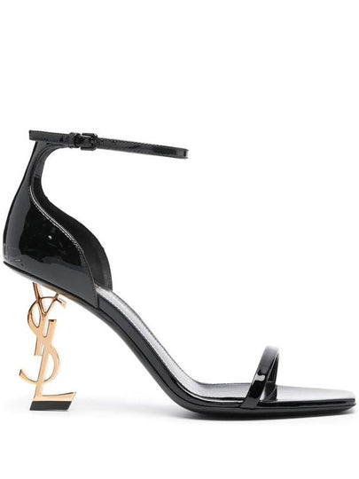 Opium Gold YSL Logo Open Toe Sandal Heels Black - SAINT LAURENT - BALAAN 2