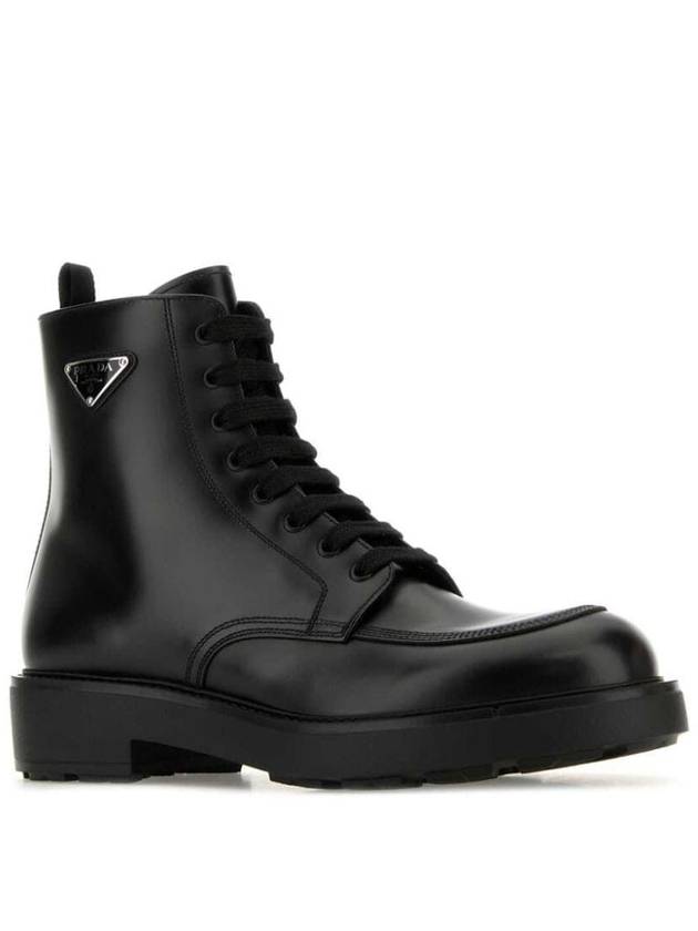 Brushed Leather Ankle Boots Black - PRADA - BALAAN 3