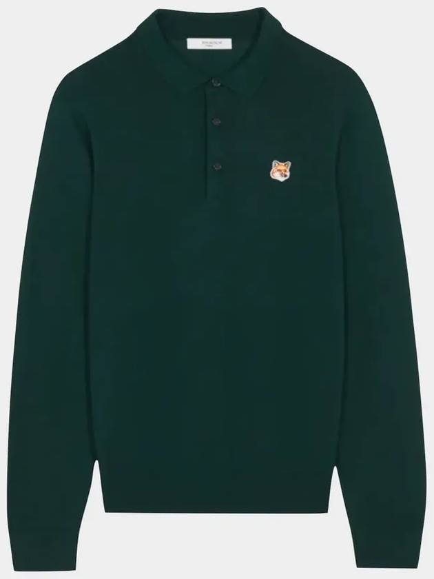 Fox Head Wool Long Sleeve PK Shirt Green - MAISON KITSUNE - BALAAN 2
