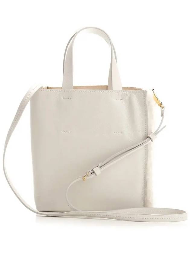 Shearling Museo Soft Mini Tote Bag White - MARNI - BALAAN 4