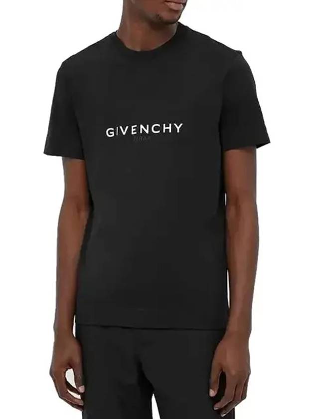 Men's Reverse Logo Round Slim Short Sleeve T-Shirt Black - GIVENCHY - BALAAN 3