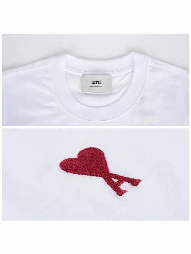 Heart Cotton Short Sleeve T-Shirt White - AMI - BALAAN 6