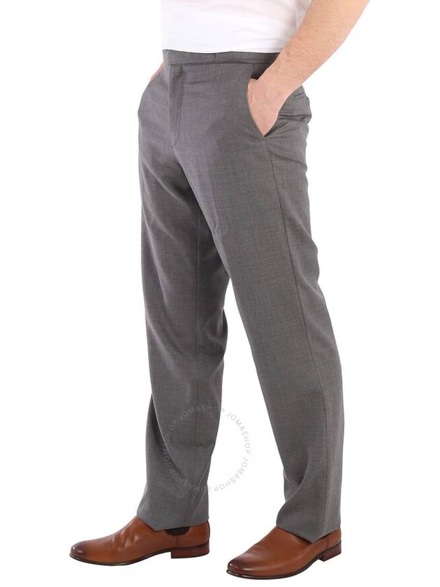 Men's Wool Belt Fit Straight Pants Gray - BURBERRY - BALAAN 4