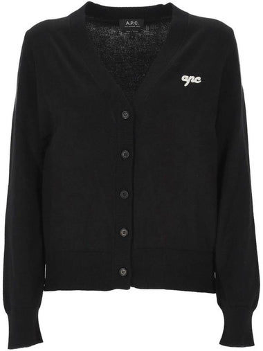 Embroidered Logo Knit Cardigan Black - A.P.C. - BALAAN 1