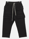 Drawstring Cropped Cargo Cotton Baggy Pants Black - RICK OWENS - BALAAN 2