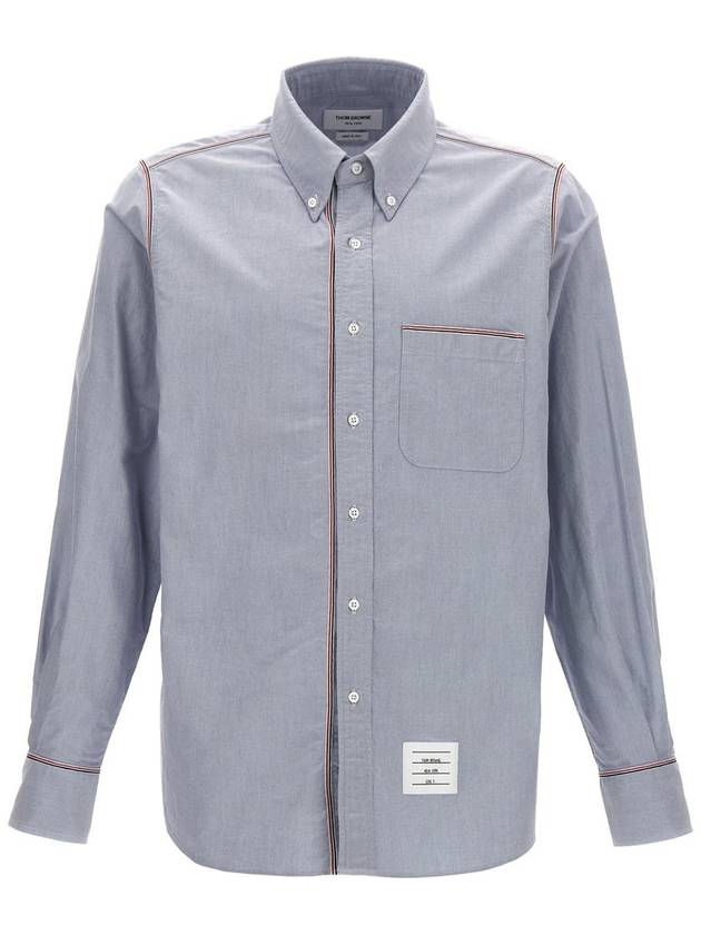 Oxford Grosgrain Framing Long Sleeve Shirt Light Blue - THOM BROWNE - BALAAN 2