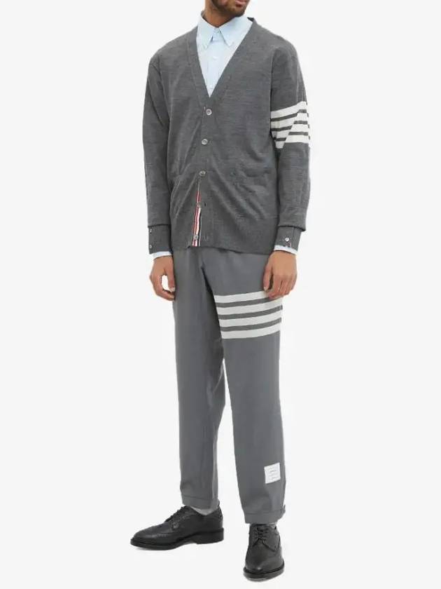 Men's Sustainable Classic Diagonal Wool Cardigan Pale Grey - THOM BROWNE - BALAAN 6