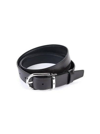 Horseshoe Buckle Reversible Leather Belt Black Brown - MONTBLANC - BALAAN 2