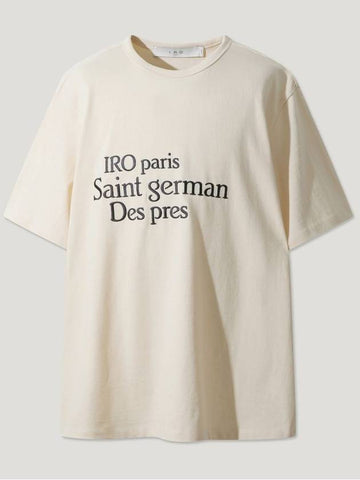 Ecru Saint GerMAN typo embroidery short sleeve t shirt - IRO - BALAAN 1