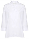 Delfina Crop Sleeve Cotton Shirt White - MAX MARA - BALAAN 1