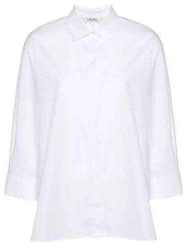 Delfina Crop Sleeve Cotton Shirt White - MAX MARA - BALAAN 1