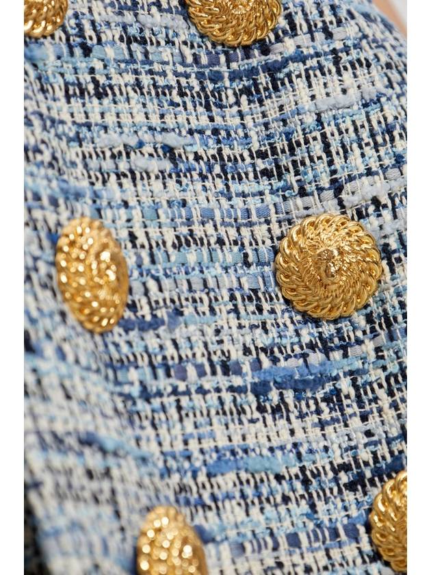 Balmain Tweed Skirt With Pleats, Women's, Blue - BALMAIN - BALAAN 5