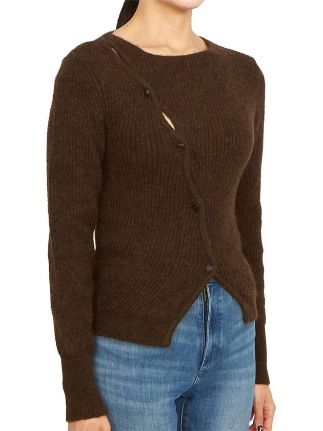 La Maille Pau Asymmetric Cardigan Dark Brown - JACQUEMUS - BALAAN 6