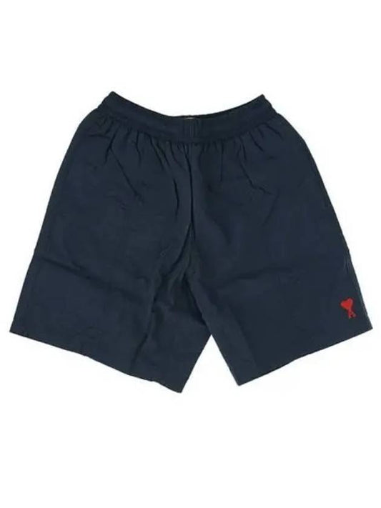 Heart Logo Embroidery Swim Shorts Navy - AMI - BALAAN 2