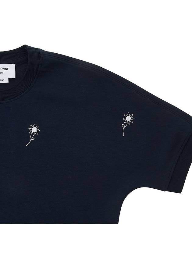 Embroidered Flower Dolman Short Sleeve T-Shirt Navy - THOM BROWNE - BALAAN 5