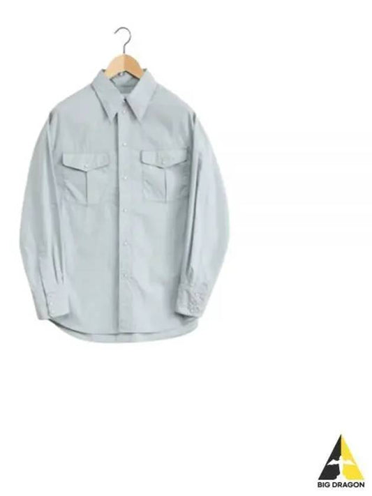 Western Poplin Long Sleeve Shirt Blue - LEMAIRE - BALAAN 2